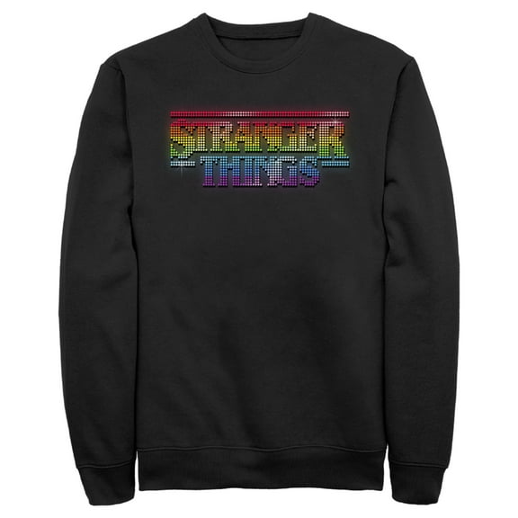 Netflix Men's Stranger Things Sparkling Rainbow Logo Sweatshirt Black Small