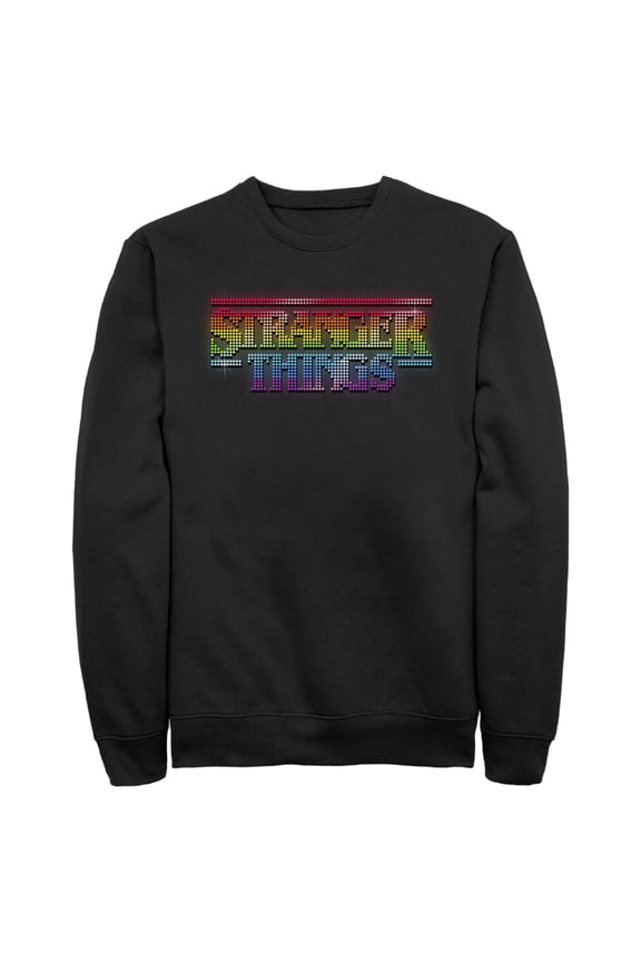 Netflix Men's Stranger Things Sparkling Rainbow Logo Sweatshirt Black X Large