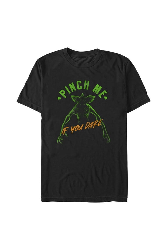 Netflix Men's Stranger Things St. Patrick's Day Demogorgon Pinch Me If You Dare Graphic T-Shirt