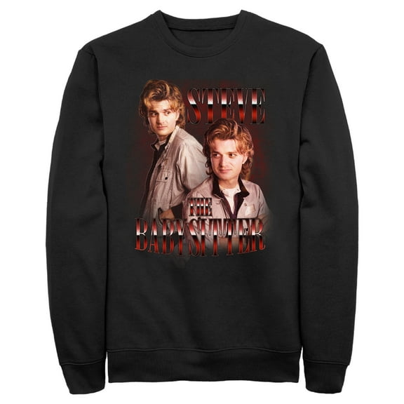 Netflix Men's Stranger Things Steve The Babysitter Sweatshirt Black Large
