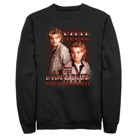 Netflix Men's Stranger Things Steve The Babysitter Sweatshirt Black Small