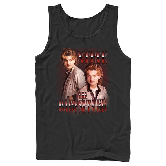 Netflix Men's Stranger Things Steve The Babysitter Tank Top Navy Blue Large