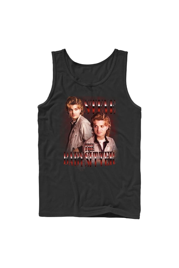Netflix Men's Stranger Things Steve The Babysitter Tank Top Navy Blue Large