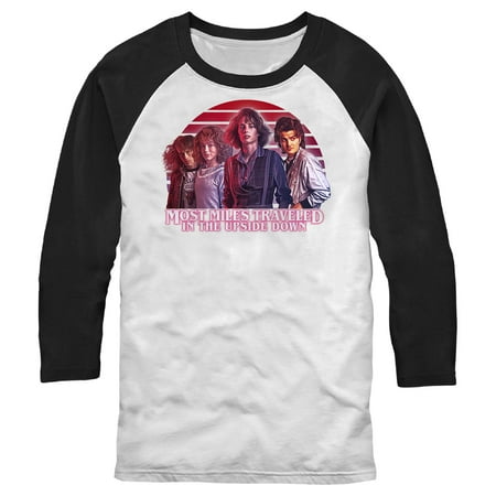 Netflix Men's Stranger Things Teen Group Shot Baseball Graphic T-Shirt