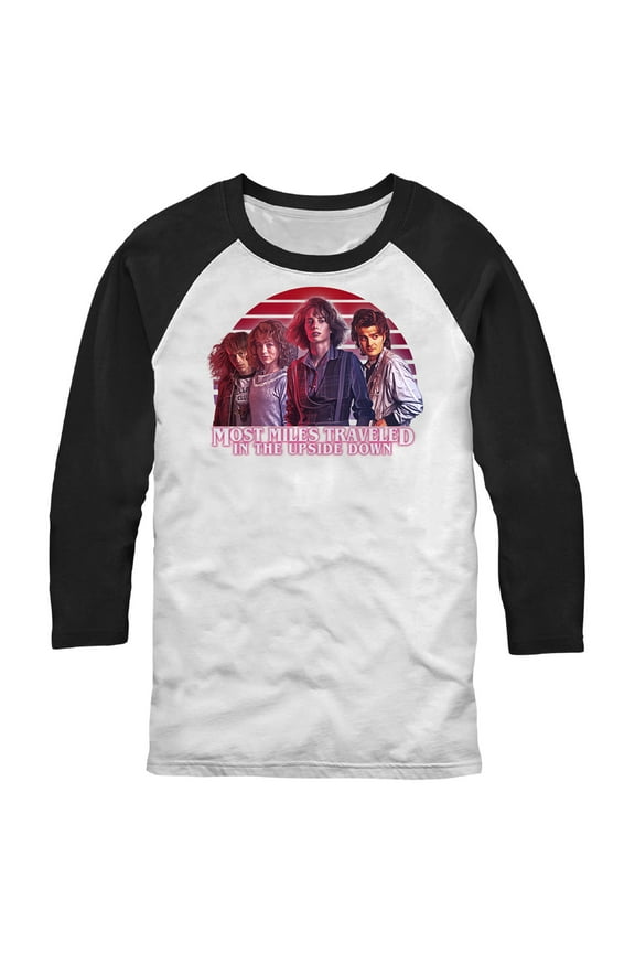 Netflix Men's Stranger Things Teen Group Shot Baseball Graphic T-Shirt