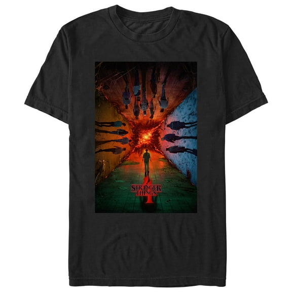 Netflix Men's Stranger Things The Rift Has Many DiNetflix Men'sions Poster Graphic T-Shirt
