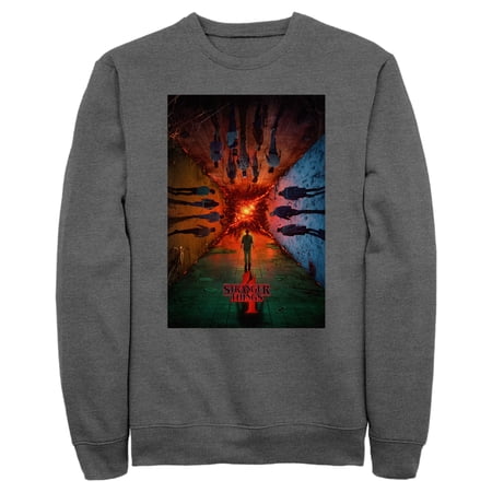 Netflix Men's Stranger Things The Rift Has Many DiNetflix Men'sions Poster Sweatshirt Charcoal Heather Medium