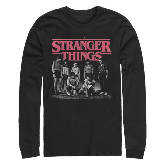 Netflix Men's Stranger Things Title Logo Faded Long Sleeve Shirt