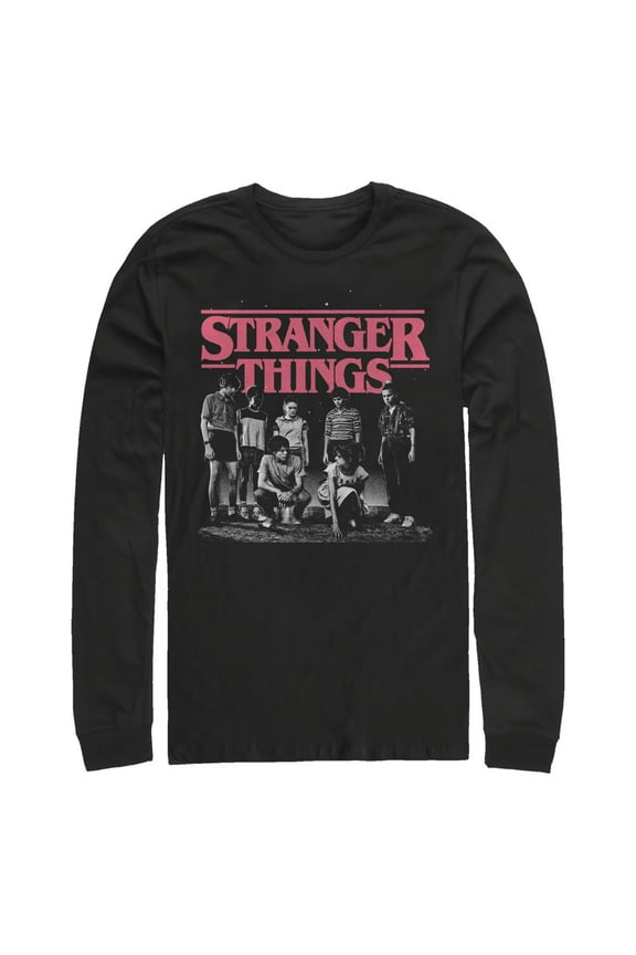 Netflix Men's Stranger Things Title Logo Faded Long Sleeve Shirt