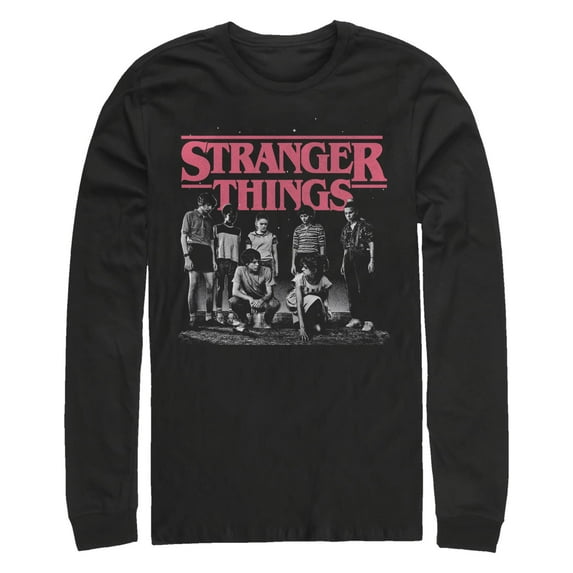 Netflix Men's Stranger Things Title Logo Faded Long Sleeve Shirt