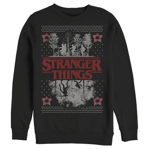 Netflix Men's Stranger Things Ugly Christmas Style Sweatshirt Black Medium