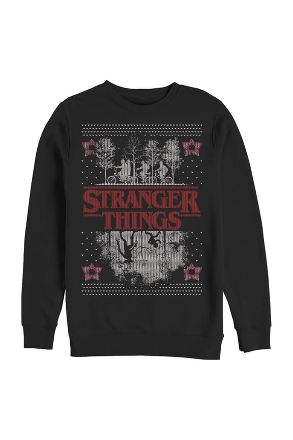 Netflix Men's Stranger Things Ugly Christmas Style Sweatshirt Black Small