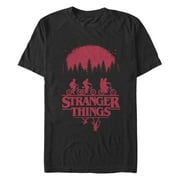 Netflix Men's Stranger Things Biking in Upside Down Logo Silhouettes Graphic T-Shirt