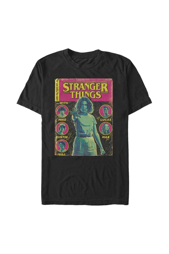 Netflix Men's Stranger Things Vintage Comic Book Cover Graphic T-Shirt