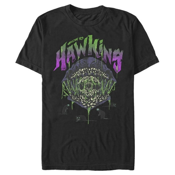 Netflix Men's Stranger Things Welcome to Hawkins Monster Graphic T-Shirt