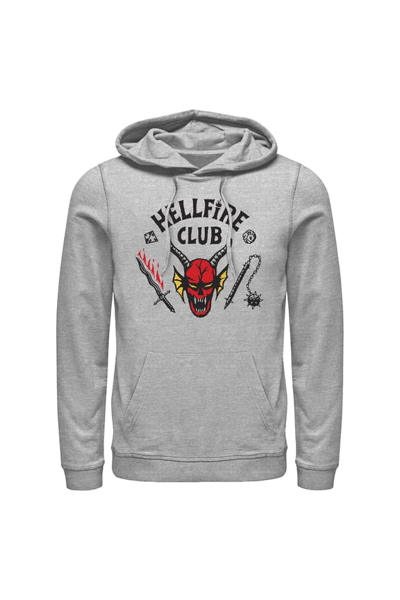 Netflix Men's Stranger Things Welcome to the Hellfire Club Pull Over Hoodie Athletic Heather 3X Large