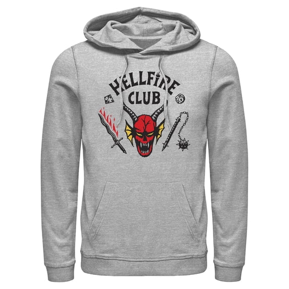 Netflix Men's Stranger Things Welcome to the Hellfire Club Pull Over Hoodie Athletic Heather Large