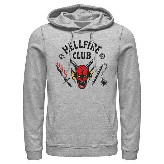 Netflix Men's Stranger Things Welcome to the Hellfire Club Pull Over Hoodie Athletic Heather X Large