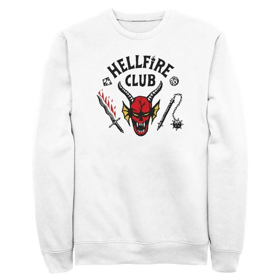 Netflix Men's Stranger Things Welcome to the Hellfire Club Sweatshirt White 2X Large
