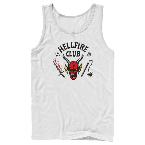 Netflix Men's Stranger Things Welcome to the Hellfire Club Tank Top White Large