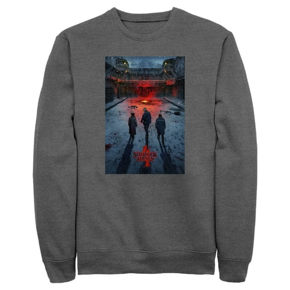 Netflix Men's Stranger Things Winter Rift Russia Poster Sweatshirt Charcoal Heather 2X Large