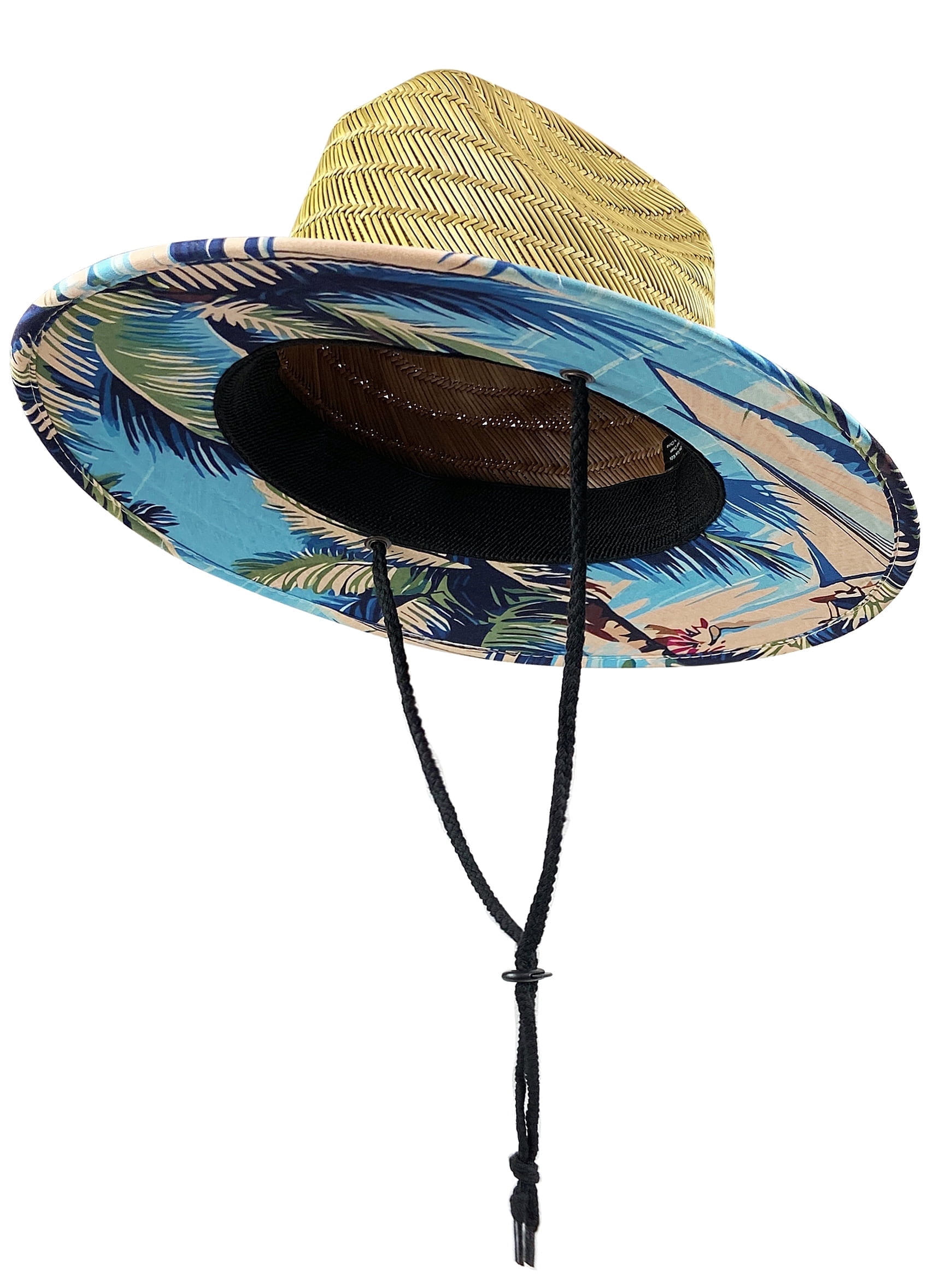 Kids Straw Sun Hat, Wide Brim Beach Hat with Chin Strap for Outdoor ...