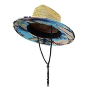 Kids Straw Sun Hat, Wide Brim Beach Hat with Chin Strap for Outdoor Protection, Unisex Design