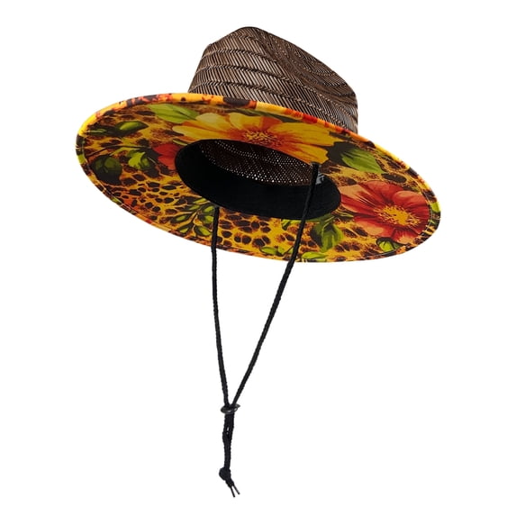 Unisex Wide Brim Straw Hat - Stylish Sun Protection Hat with Chin Strap for Outdoor Activities