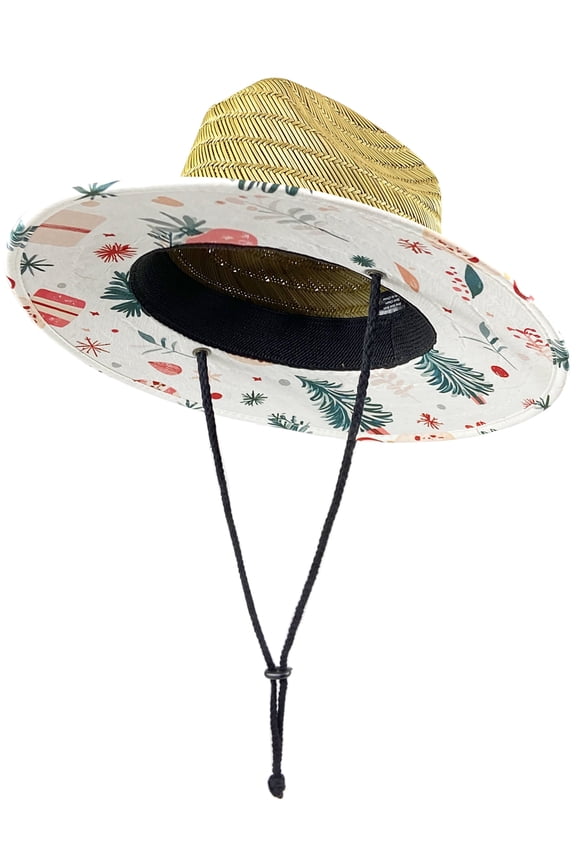 Kids Straw Sun Hat, Wide Brim Beach Hat with Chin Strap for Outdoor Protection, Unisex