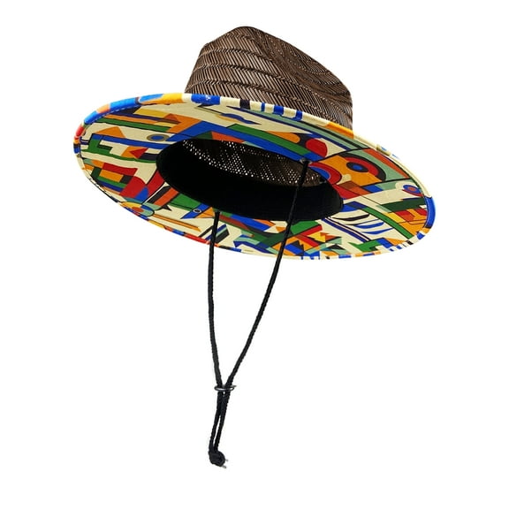 Men's Straw Hat - Wide Brim Channel Island Lifeguard Hat - Stylish Sun Hats for Men with Chin Strap