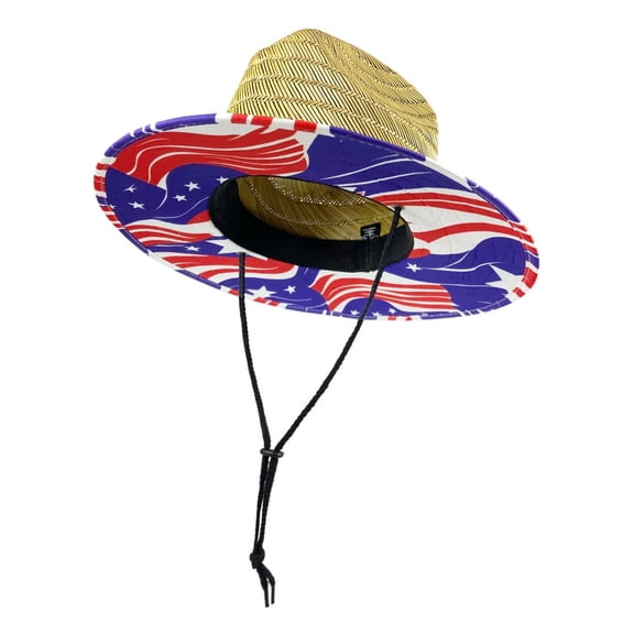 Unisex Wide Brim Straw Lifeguard Hat – Channel Island Sun Hat with Chin Strap for Men & Women