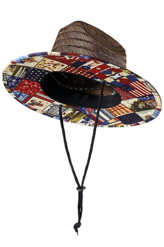 Kids Straw Sun Hat, Wide Brim Beach Hat with Chin Strap for Outdoor Protection, Unisex