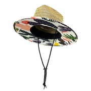 Unisex Wide Brim Straw Lifeguard Hat   Channel Island Sun Hat with Chin Strap for Men & Women