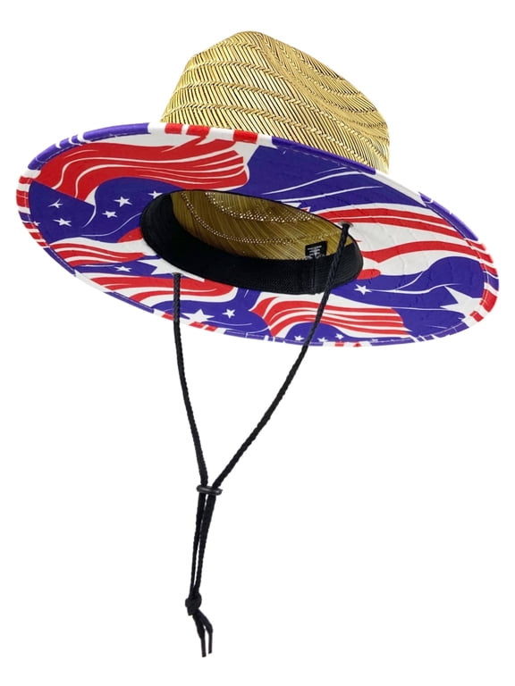 Unisex Wide Brim Straw Lifeguard Hat – Channel Island Sun Hat with Chin Strap for Men & Women