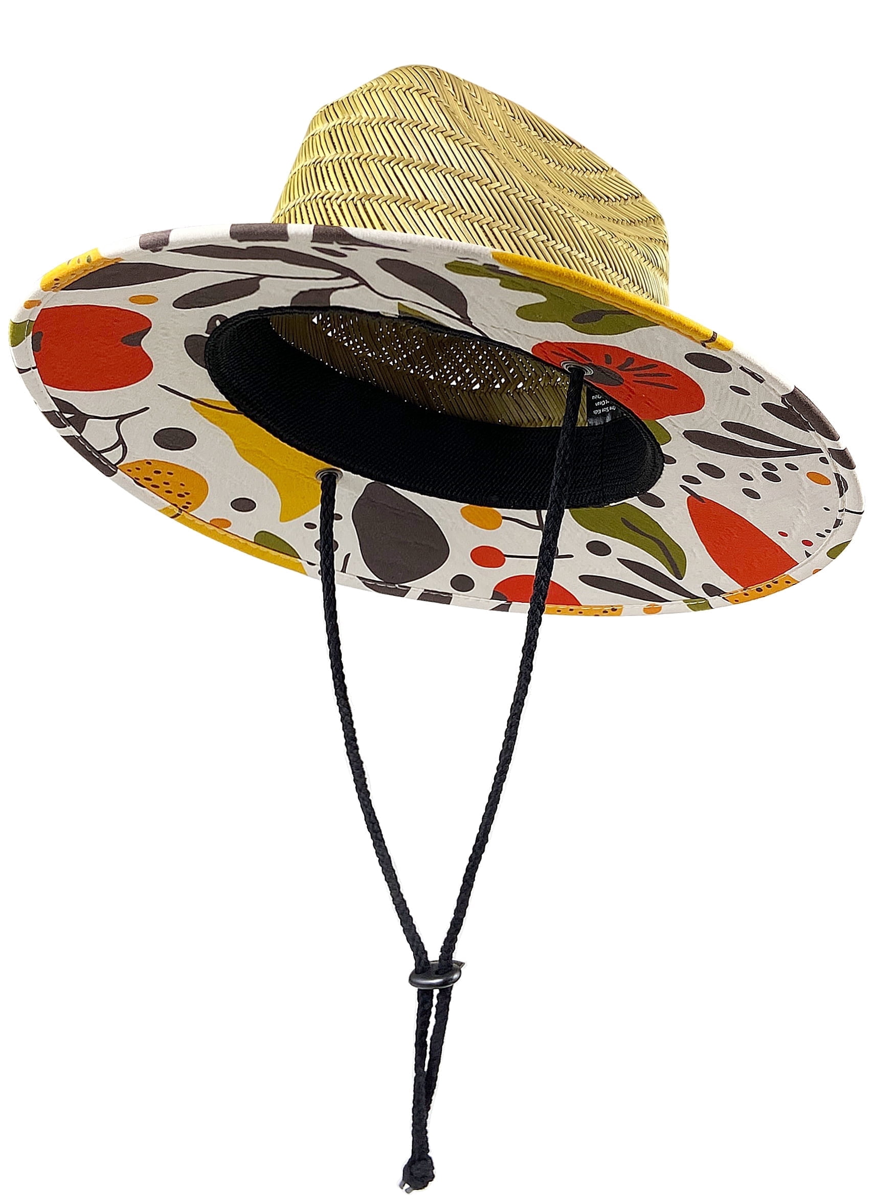 Kids Straw Sun Hat, Wide Brim Beach Hat with Chin Strap for Outdoor ...