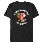 Men's Strawberry Shortcake Berry Nice Day Greeting  Graphic Tee Black Small