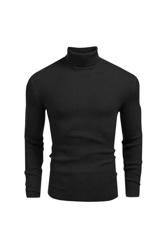 Men's Streak Knit Half Turtleneck Sweater Button Pocket Casual Winter Long Sleeve