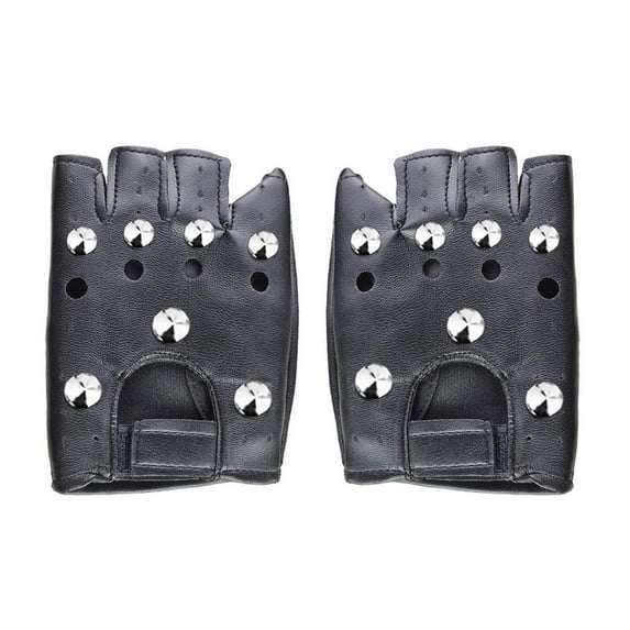 Men's Street Dance Half Finger Leather Gloves - Average Size - PU Material - Suitable for Dance Performances and Nightclub Activities