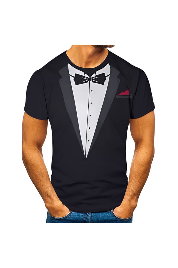 Men's Street Fashion Casual Suit - Round Neck Short Sleeve T-Shirt
