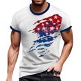 thumbnail image 1 of Men's Street Fashion Graphic Tee, Short Sleeve Casual Shirt with Vintage American Flag Design ,Light Blue 2XL, 1 of 5
