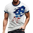 thumbnail image 1 of Men's Street Fashion Graphic Tee, Short Sleeve Casual Shirt with Vintage American Flag Design ,Sky Blue L, 1 of 5
