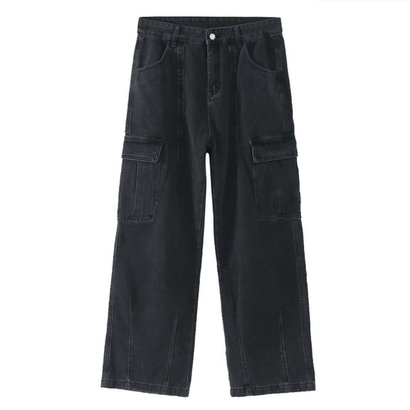 Men's Street Retro Loose Fit Straight Leg Casual Denim Jeans Comfortable Workwear Wide Leg Trousers for Everyday Wear
