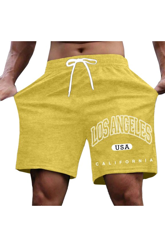 Men's Street Style Letter Print Casual Shorts Slight Stretch Polyester