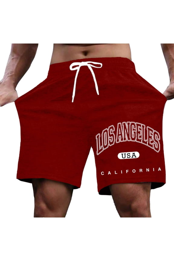 Men's Street Style Letter Print Casual Shorts Slight Stretch Polyester