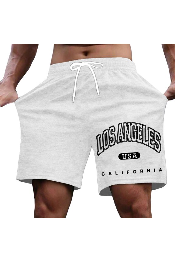 Men's Street Style Letter Print Casual Shorts Slight Stretch Polyester