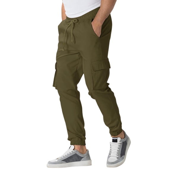 Men's Streetwear Casual Drawstring Woven Cargo Pants with Multiple Pockets for Everyday Comfort and Comfortable Sweatpants for Men Relaxed Fit Pant
