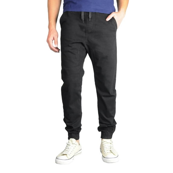 Men's Streetwear Elastic Waist Fit Denim Stretch Cotton Blend Jogger Pants (Khaki, 34)