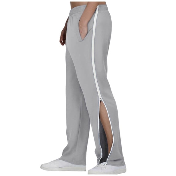 Men's Streetwear Side Zipper Casual Pants Loose Fit Elastic Waist Solid Color Pants Multi Pocket Full Length Joggers