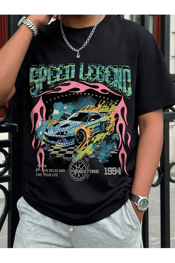 Men's Streetwear Speed Legend Drifting Racing Graphic T-Shirt