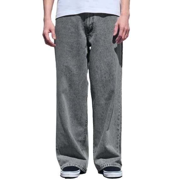 Men's Streetwear Super Baggy Fit Denim Wide Leg Cotton Jean Pants Made in USA (Acid Black, 30)